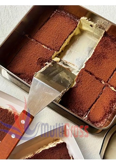 Lüks Ahşap Saplı Paslanmaz Çelik Açılı Spatula, 24 Cm Genel