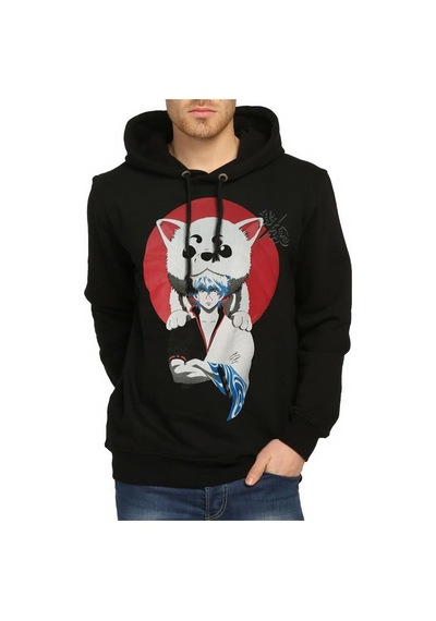 Bant Giyim - Gintama Siyah Kapüşonlu Sweatshirt
