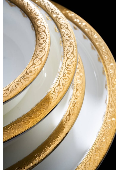 Acar Valiere 12 Kişilik 58 Parça Yemek Takımı Beyaz/gold
