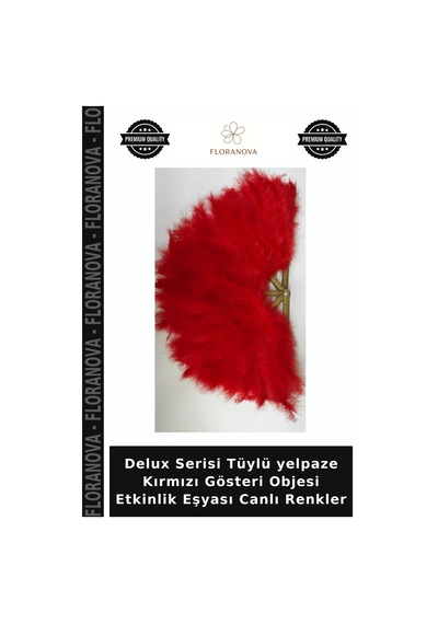 Delux Serisi Tüylü Yelpaze Kırmızı Gösteri Objesi Etkinlik Eşyası Canlı Renkler