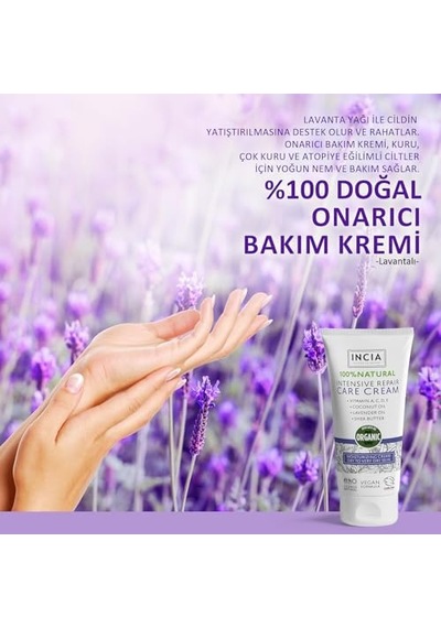 %100 Doğal Onarıcı Bakım Kremi Yoğun Nemlendirici Cilt Bakım Lavanta Shea Vegan 50 Ml