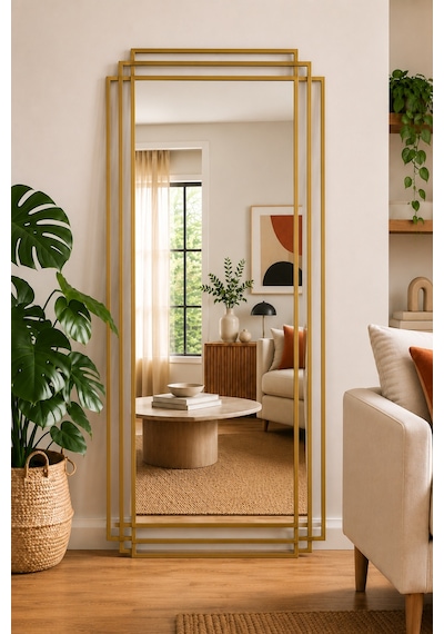 Effe Gold Metal 3 Çerçeveli 180x80 Cm Dekor Ayna
