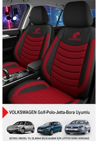 Panther Serisi Keten Kumaş Oto Koltuk Kılıfı- Volkswagen Bora-golf-jetta-polo Uyumlu Bordo