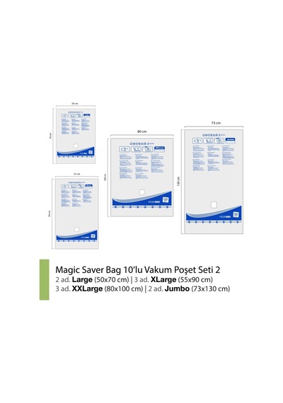 Magic Saver Bag 10´Lu Vakumlu Poşet Seti 2