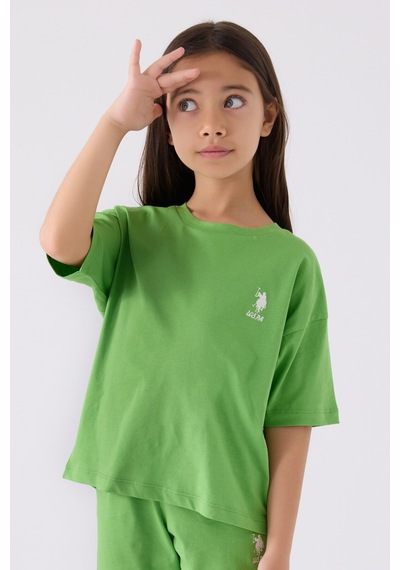 U.S. Polo Assn. U.s. Polo Assn Kız Çocuk Yeşil Bermuda Takım Us1848-c-v5 Yeşil