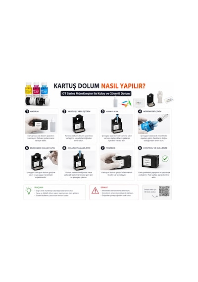 Hp Smart Tank 410-412-585-580-516-615 Uyumlu, Mürekkep Dolum Seti 4x1000 Ml. 50.000 Sf