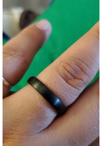 4mm Mat Siyah Bombeli Unisex Kadın Erkek Çelik Alyans Yüzük Cl34 Siyah