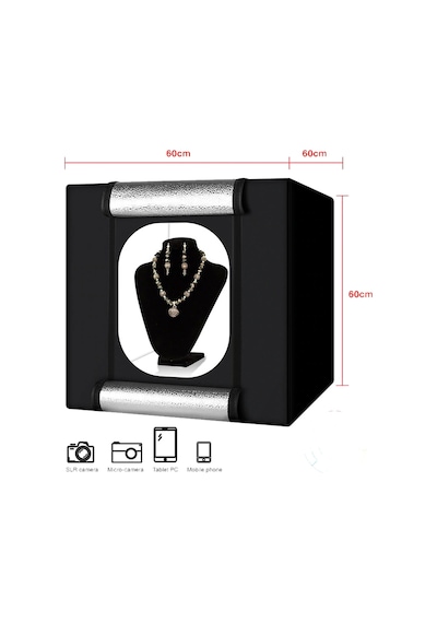 Deyatech 60 x 60 CM Katlanabilir Ledli Pro Ürün Çekim Çadırı