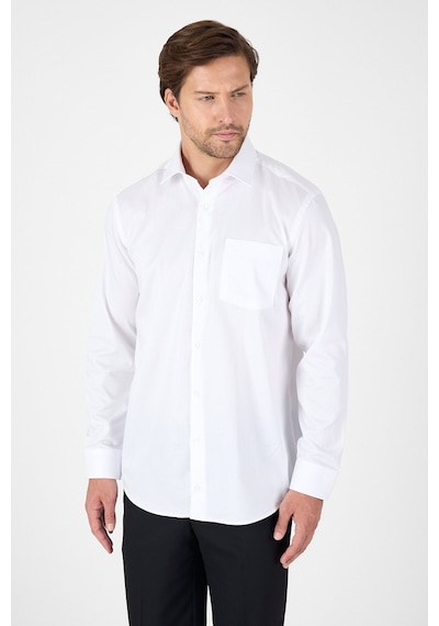 İmza Beyaz Uzun Kol Sert Yaka Cepli Non Iron Comfort Fit Pamuklu Gömlek 1004250268 Beyaz