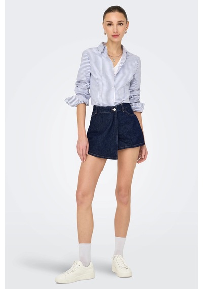 Only Kadın 100% Pamuk Regular Fit Şort Etek - 15357947 Mavi