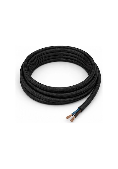 Dekoratif Kumaş Aydınlatma Elektrik Kablosu 2x0,50 Ttr Siyah 1 Metre