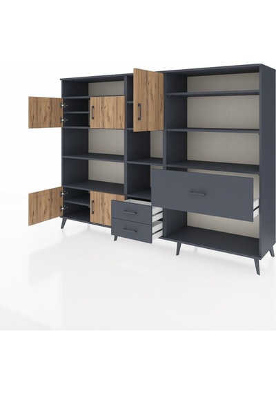 Hyperion Dolap 13 Raflı 3 Çekmeceli 5 Kapaklı 220x44x163 Antrasit-çam/antrasit Atlas Çam/antrasıt - Antrasıt Hyperion Dolap 13 Raflı 3 Çekmeceli 5 Kapaklı 220x44x163 Antrasit-çam/antrasit Atlas Çam/antrasıt - Antrasıt