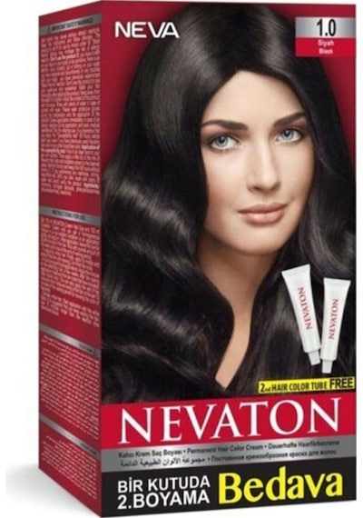 Nevaton 1.0 Siyah Saç Boyası Seti 1 Kutuda 2 Boyama