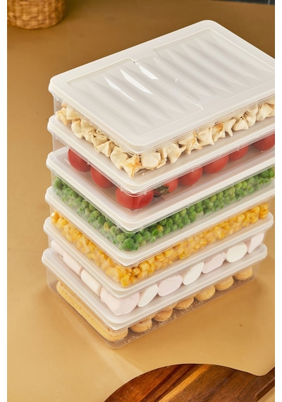 Multi Box 6 Lı Set Saklama Kabı Seti - Dondurucu & Mikrodalga Uyumlu Krem