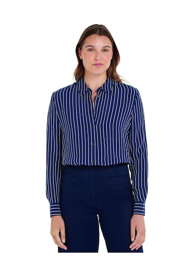 Tommy Hilfiger Kadın Çizgili Gömlek Lacivert