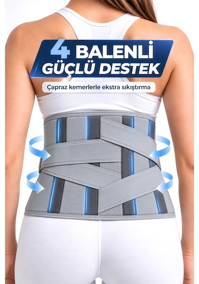 Gri Ortopedik Bel Korsesi Ayarlanabilir Balenli Lumbosakral Destek Korsesi Medikal Siyatik Bel Korsesi
