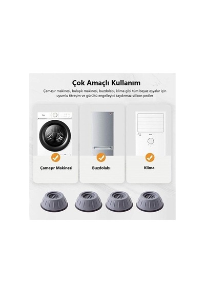 Gürültü Engelleyici Ve Kaymaz Titreşim Önleyici Kauçuk Ayak Pedleri Çamaşır Makinesi Stoper A1 .