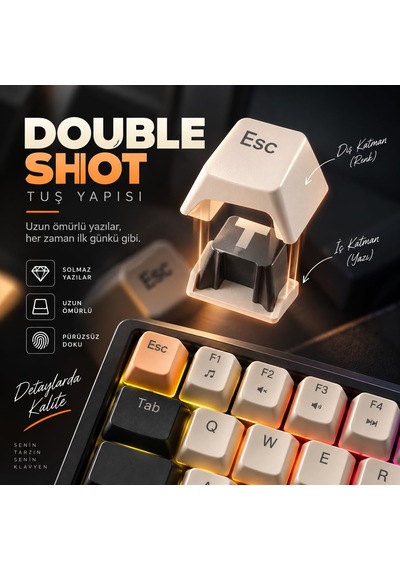 Kablolu Rgb Mekanik Oyuncu Klavyesi, Türkçe Q, Blue Switch Kb-12