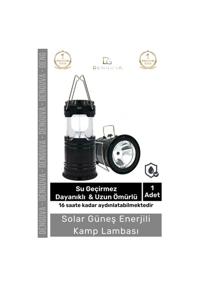 Şarjlılamba Güneş Enerjili Avcı Feneri Fonksiyonlu Kamp Lambası Powerbank Şarjlı Işıldak Usb Şarj Diğer