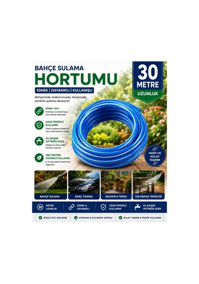 Hortum. Araba Yıkama Bahçe Sulama Balkon Yıkama Hortumu 30 Metre