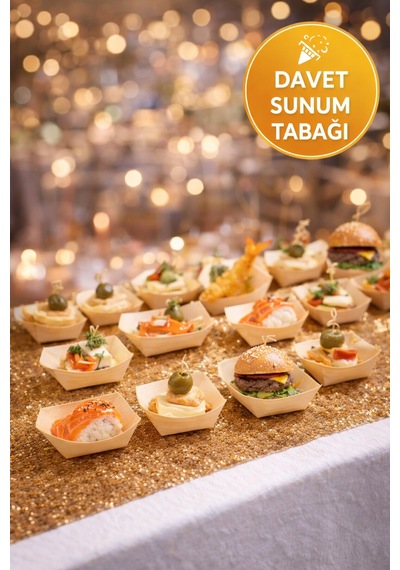 50'li Pkt Mini Bambu Kayık Tadım Tabağı 12x6 Cm Kokteyl Sunum Tabağı Catering Parti Servis Tabak
