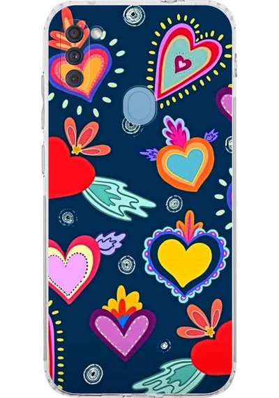 Samsung Galaxy A11 İle Uyumlu Retro Color 3 Kamera Korumalı Şeffaf Kılıf Şeffaf