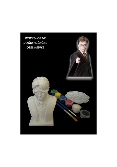 3d Harry Potter Büst Figür Boyama Seti - Kendin Boya Hobi Ve Etkinlik Seti - Akrilik Boya + 2 Fırça