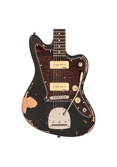 Vintage V65 Icon Vibrato Elektro Gitar - Distressed Black