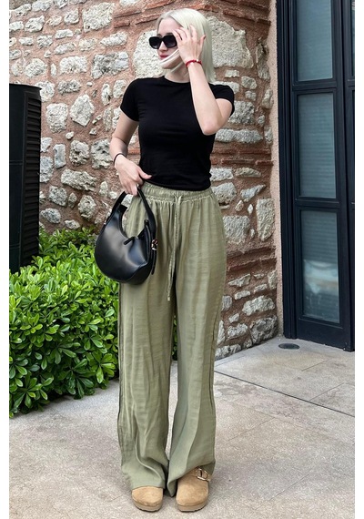 Madmext Yeşil Geniş Paça Kadın Pantolon Mg1982-yeşil Yeşil