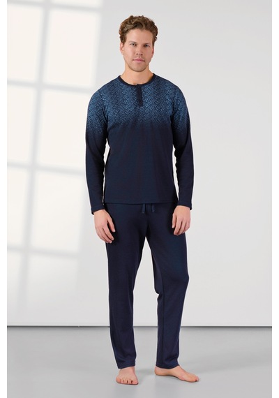 Doreanse Erkek Lacivert Düğme Yaka T-shirt Pijama Takımı 25k4534-standart Lacivert