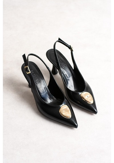 Dabab Shoes Mealıs Kadın Siyah Kırışık Rugan Sivri Burun Gold Aksesuarlı Bilekten Bantlı 7 Cm Topuklu Slingback Ayakkabı Dabab Shoes Mealıs Kadın Siyah Kırışık Rugan Sivri Burun Gold Aksesuarlı Bilekten Bantlı 7 Cm Topuklu Slingback Ayakkabı
