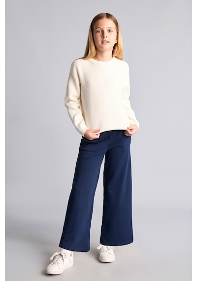 Defacto Beli Bağcıklı Wide Leg Eşofman Altı Kız Çocuk I2264a826aunv244 Lacivert-nv244