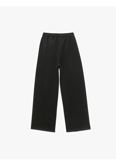 Koton Pamuklu Beli Lastikli Geniş Paça Pantolon Siyah 6wkg40071ak Siyah