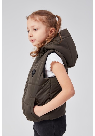 Benitto Kids Kapüşonlu Kız Çocuk Şişme Yelek 51307 Haki