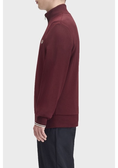 Fred Perry Logolu Pamuklu Yarım Fermuarlı Sweat Erkek Sweat M3574 64a Bordo