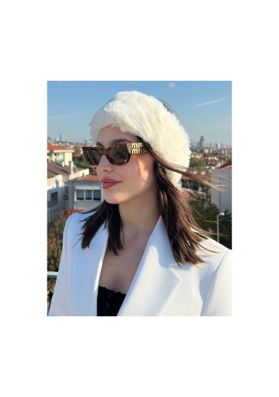 Kadın Beyaz Peluş Boyunluk Bandana Kışlık Sıcak Tutarlı Yumuşak Kumaş Beyaz