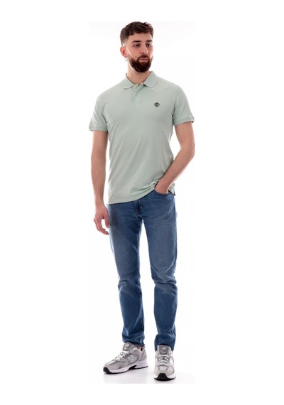 Timberland Tb0a6bx4 Millers River Sleeve Stretch Polo Açık Yeşil Erkek T-shirt Mavi