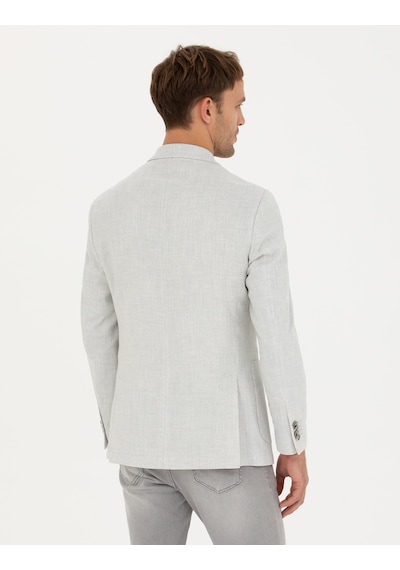 Pierre Cardin Açık Gri Ex. Slim Fit Keten Karışımlı Ceket 50285142-vr001