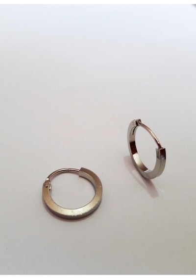 Kadın Çelik Köşeli Halka Küpe 1,4 Cm Gold Altın