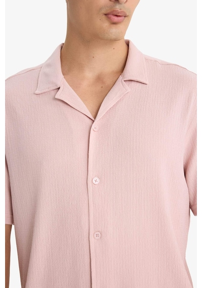 Defacto Modern Fit Polo Yaka Penye Kısa Kollu Gömlek C4125ax25smbr134 Pembe