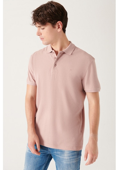 Avva E001004 Serin Tutan Standart Fit Normal Kesim Erkek Polo Yaka T-Shirt - Pudra