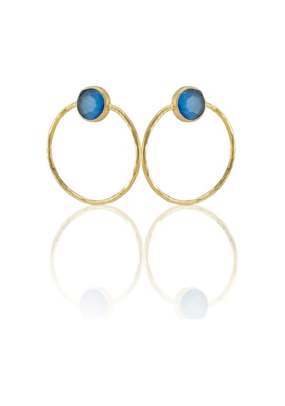 Kadir Jewellery 22 Ayar Altın Kaplama Kadın Halka Küpe -el İşçiliği Ve Hipoalerjenik Küpe Koyu Mavi 33754272