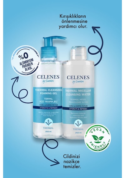 Termal Yüz Temizleme Seti Ikisi Bir Arada Yağlı Ve Karma Ciltler 250 Ml + 250 Ml