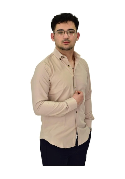 Erkek Likralı Spor Silim Fit Gömlek Bgl-st04326 Taş