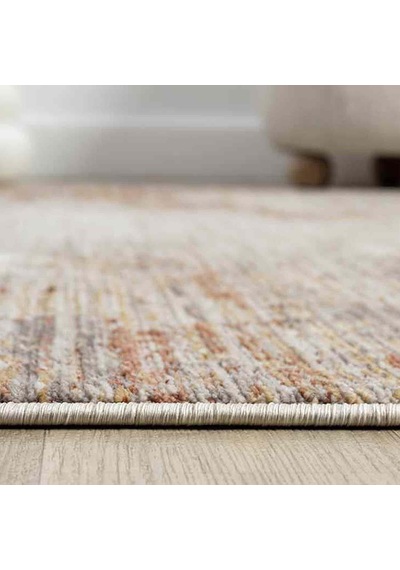 Açık Gri Bej Turuncu Eskitme Desenli Halı - Dk10206tp Açık Bej