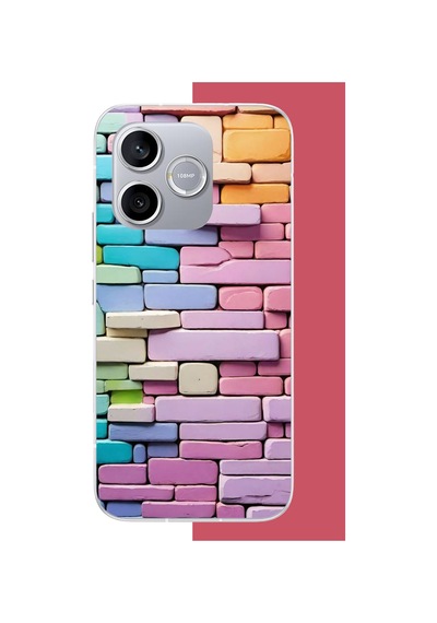Honor 600 Lite Uyumlu Renkli Tuğla Uv Baskılı Silikon Kılıf