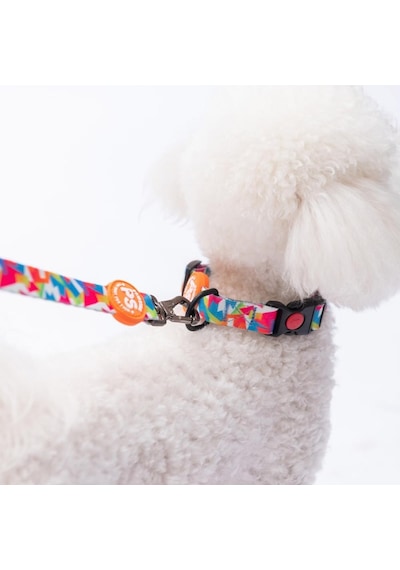 Mosaic Mozaik Desenli Köpek Boyun Tasması Ayarlanabilir Köpek Tasması M Size 32-48cm Boyun Aralığı Mavi
