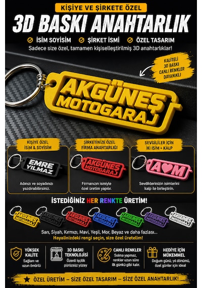 Kişiye Özel 3d Baskı Anahtarlık İsim Soyisim Şirket Logosu Ve İsme Özel Anahtarlık Sevgililere Özel İki İsimli Anahtarlık Çok Renkli