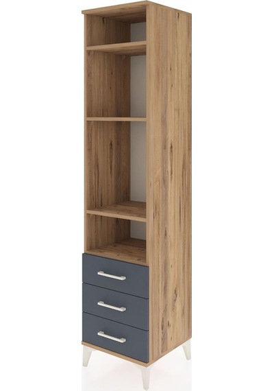 Hyperion Dolap 4 Raflı 3 Çekmeceli 44x44x195 Çam-antrasit Atlas Çam