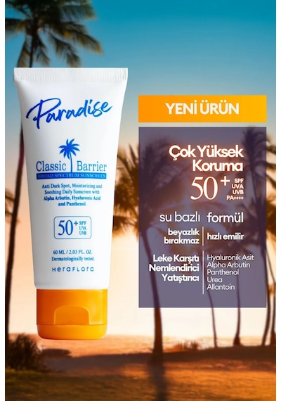 Heraflora Paradise Leke Karşıtı Yüz Güneş Kremi SPF50+ 60 ML